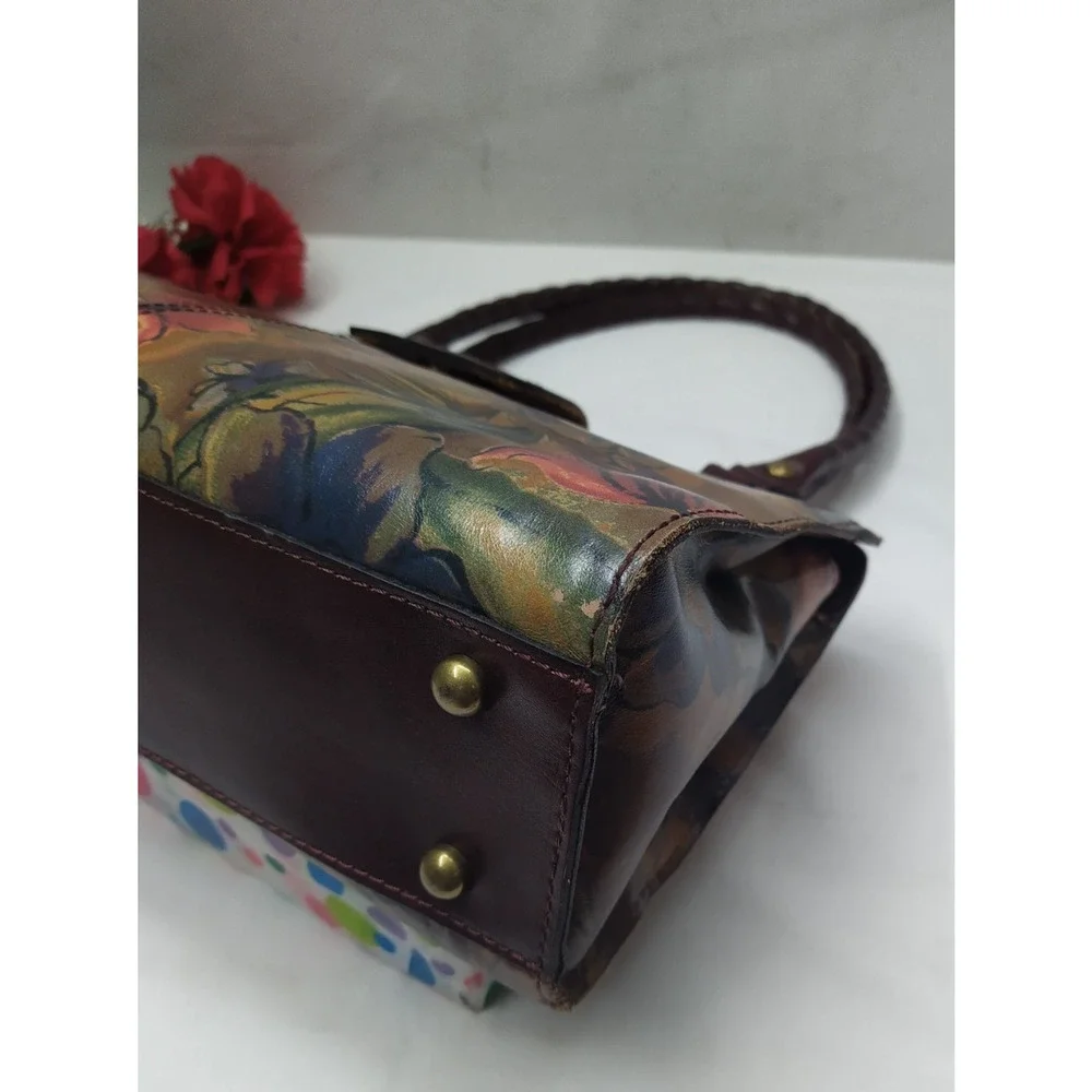 Patricia Nash Multicolor Leather Double Handles Satchel Shoulder Bag